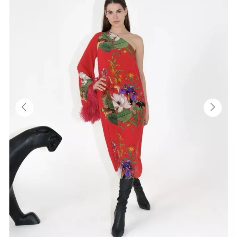 Borgo de Nor Aubrey Feather Dress Size US6